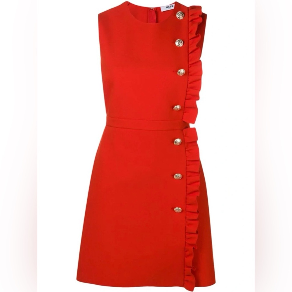 MSGM Red Ruffle Dress